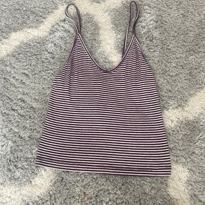 Maroon and white stripe crop top